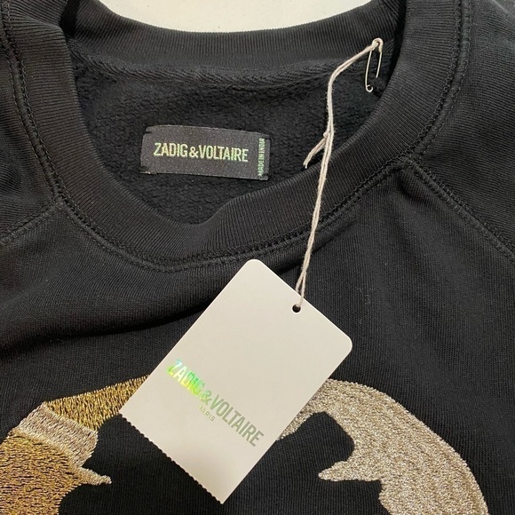 Zadig & Voltaire Skull Embroidery Sweatshirt Medium Black - Picture 7 of 9